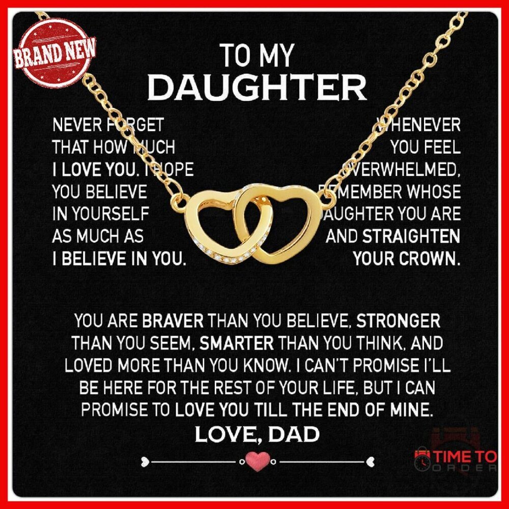 Adjustable Gold-Plated Daughter Necklace with Heartfelt Message Gift Box